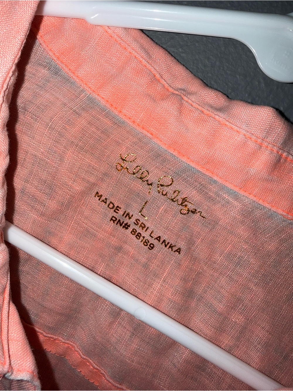 Lilly Pulitzer 100% Linen Lightweight Button-Front Shirt - Coral - Picture 3 of 4